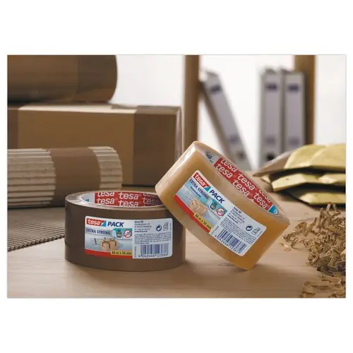 3 Rouleaux adh&eacute;sif d'emballage Extra Strong - 66 m x 50 mm - Transparent - TESA photo du produit