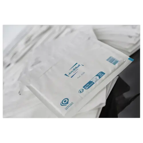 100 Pochettes &agrave; bulles d'air poly&eacute;thyl&egrave;ne Jovimail blanc, 180 x 160 mm photo du produit