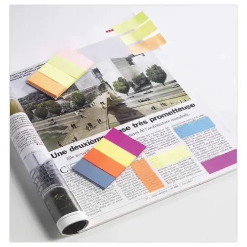 Marque-pages papier 2 x 5 cm - 4 couleurs vives - Fiducial photo du produit
