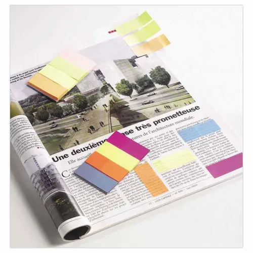 Marque-pages papier 2 x 5 cm - 4 couleurs vives - Fiducial photo du produit
