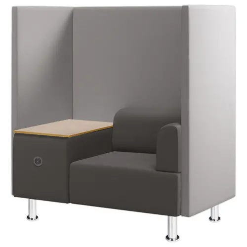 Si&egrave;ge avec isolation acoustique + tablette de travail 1 place, gris photo du produit