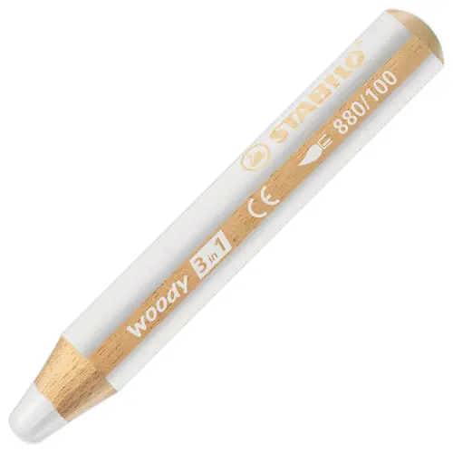 Crayons multi-surfaces lisses STABILO Woody 3 en 1 blanc - Marqueurs  multi-usages