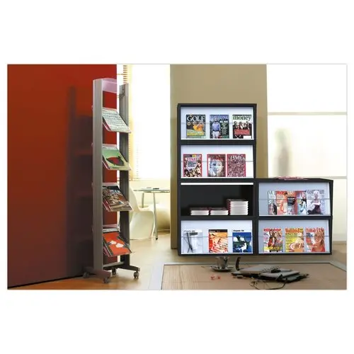 Présentoir Multibloc modulable en polystyrène noir avec porte grise photo du produit