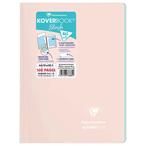 Cahier spirale KOVERBOOK Blush A4 160 pages,5X5,90g photo du produit
