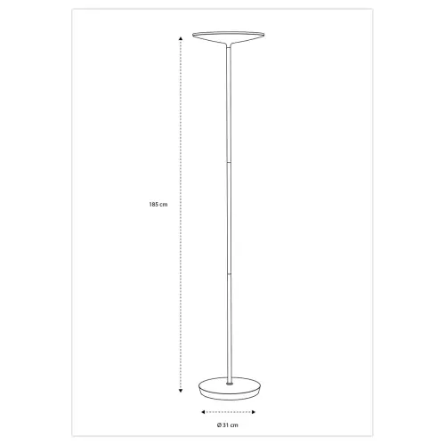 Lampadaire droit Slim – Eclairage LED – 30W – Noir – ALBA photo du produit