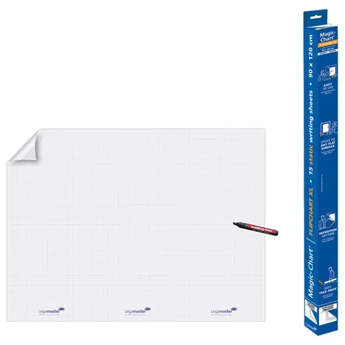 Rouleau 15 feuilles électrostatiques Magic Chart - Quadrillage - 90 x 120 cm - LEGAMASTER photo du produit