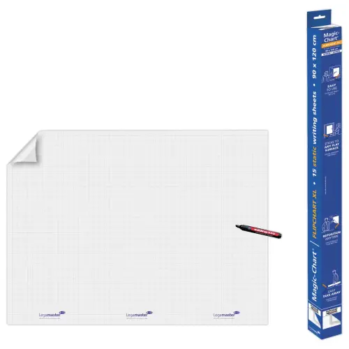 Rouleau 15 feuilles &eacute;lectrostatiques Magic Chart - Quadrillage - 90 x 120 cm - Legamaster photo du produit