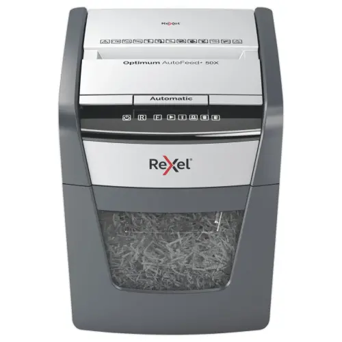 Destructeur de documents Optimum Auto+ 50X - Coupe Crois&eacute;e - 20L - Rexel photo du produit