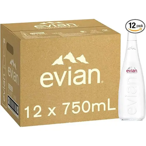 12 Bouteilles d'eau en verre - 75 cl - Evian photo du produit