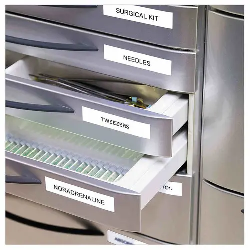 10 Rubans pour titreuse D1 - 12 mm - Impression noir sur fond blanc - DYMO photo du produit