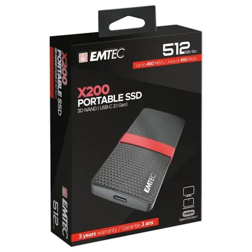 Disque dur externe SSD Emtec USB 3.1 -512Go - Disques durs externes
