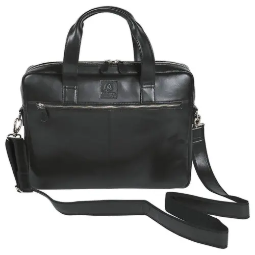 Sacoche ordinateur Exactive en cuir noir 15.6" photo du produit