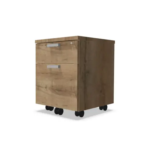 Caisson mobile m&eacute;lamine 2 tiroirs 1 plumier Ch&ecirc;ne vein&eacute; photo du produit