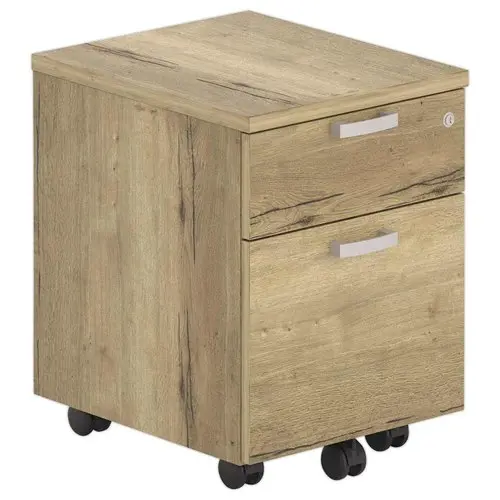 Caisson mobile mélamine 2 tiroirs 1 plumier Chêne veiné monté photo du produit