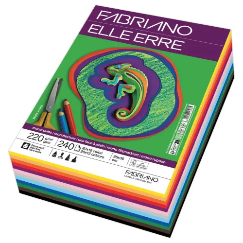 240 Feuilles de dessin "ELLE ERRE" 25X35 cm - 220gr ASSORTIS photo du produit