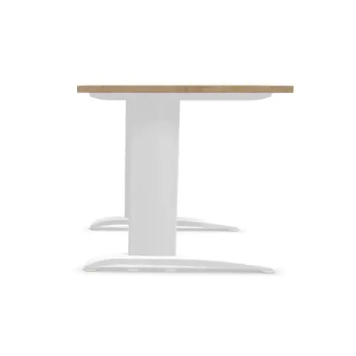 Table 80 x 80 ch&ecirc;ne vein&eacute; - pieds blanc Fiducial photo du produit