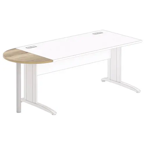 1/2 Lune 80 x 40 bureau rectangulaire chêne veiné /alu photo du produit