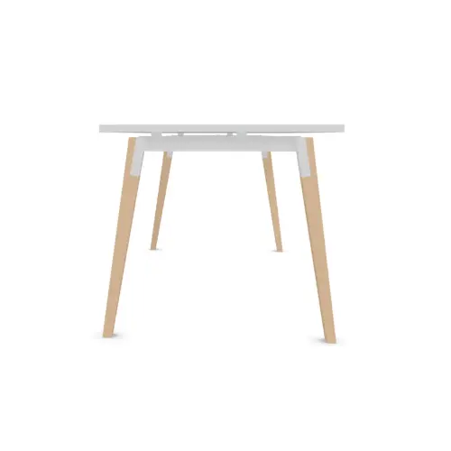 Table de r&eacute;union 200 x 120 cm blanc / h&ecirc;tre photo du produit