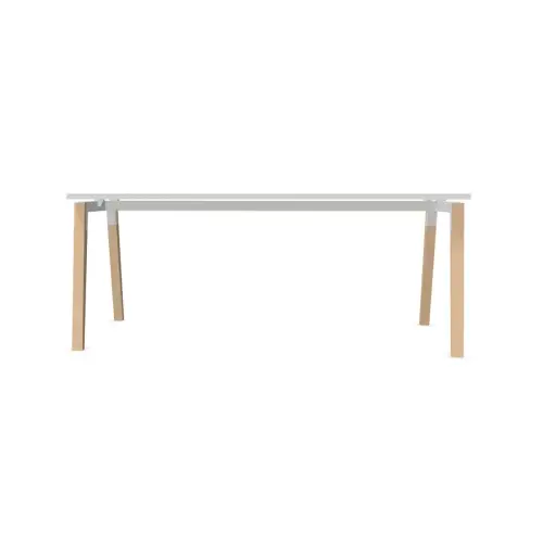 Table de r&eacute;union 200 x 120 cm blanc / h&ecirc;tre photo du produit
