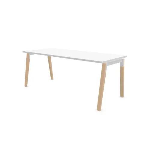 Table de r&eacute;union 200 x 120 cm blanc / h&ecirc;tre photo du produit