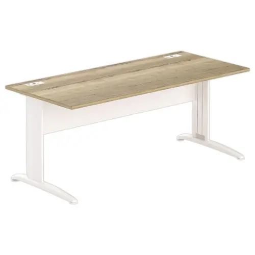 Bureau Buenos Aires - 180 x 80 cm - Plateau chêne veiné et pieds blancs - Fiducial photo du produit