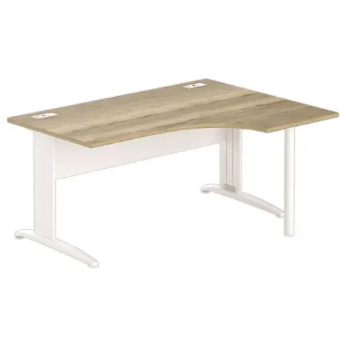 Bureau BUENOS AIRES compact retour &agrave; droite 160 x 80 Ch&ecirc;ne vein&eacute;/blanc photo du produit