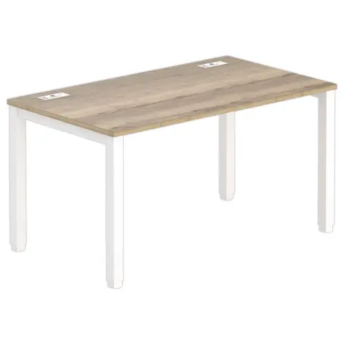 Bureau 140 x 80 ch&ecirc;ne vein&eacute; - pieds  blancs photo du produit
