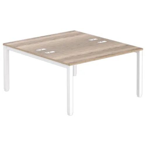 Bureau vis &agrave; vis 4 pieds 140 X 160 X 74 ch&ecirc;ne vein&eacute;/blanc photo du produit