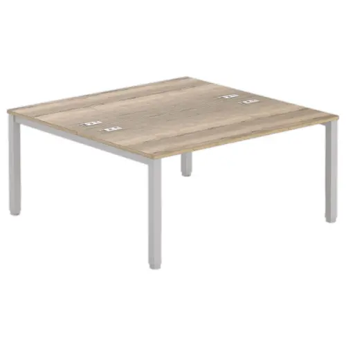 Bureau vis &agrave; vis 4 pieds 160 X 160 X 74 ch&ecirc;ne vein&eacute;/alu photo du produit
