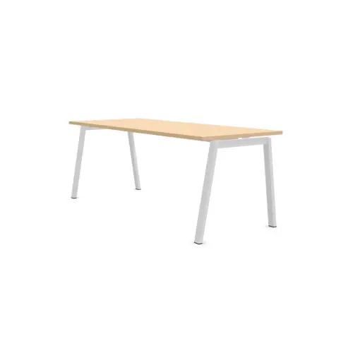 Bureau rectangulaire 180x80 H&ecirc;tre / pi&eacute;t. Blanc BANGKOK photo du produit