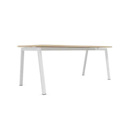 Bureau rectangulaire 180x80 Acacia Clair / piét. blanc BANGKOK photo du produit