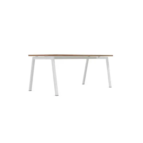 Bureau rectangulaire 180x80 Noyer / pi&eacute;t. Blanc BANGKOK photo du produit