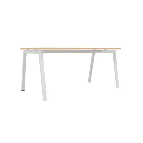 Bureau rectangulaire 160x80 H&ecirc;tre / pi&eacute;t. Blanc BANGKOK photo du produit