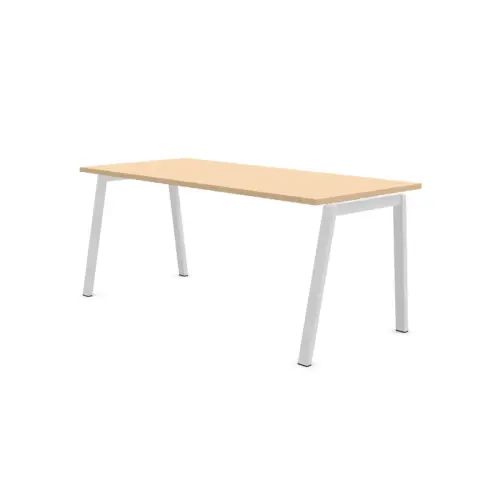 Bureau rectangulaire 160x80 H&ecirc;tre / pi&eacute;t. Blanc BANGKOK photo du produit