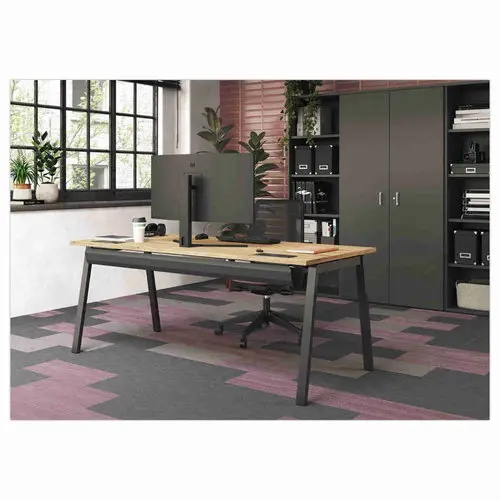 Bureau rectangulaire 160x80 Hêtre / piét. Anthracite BANGKOK photo du produit