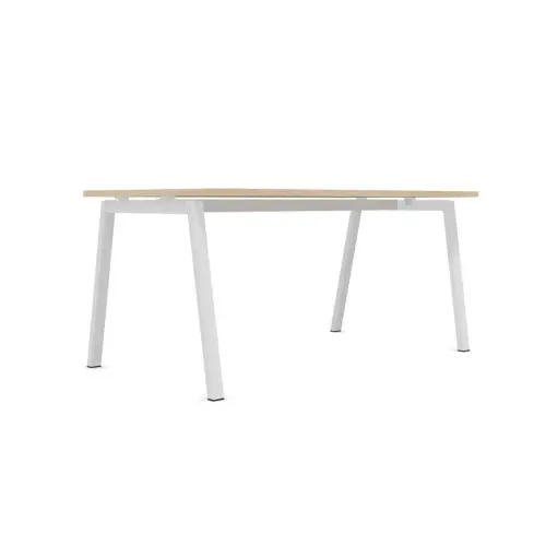 Bureau rectangulaire 160x80 Acacia clair / piét. Blanc BANGKOK photo du produit
