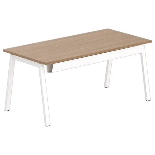 Bureau rectangulaire 160x80 Noyer / pi&eacute;t. Blanc BANGKOK photo du produit