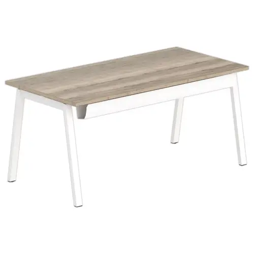 Bureau rectangulaire 160x80 Ch&ecirc;ne vein&eacute; / pi&eacute;t. Blanc BANGKOK photo du produit