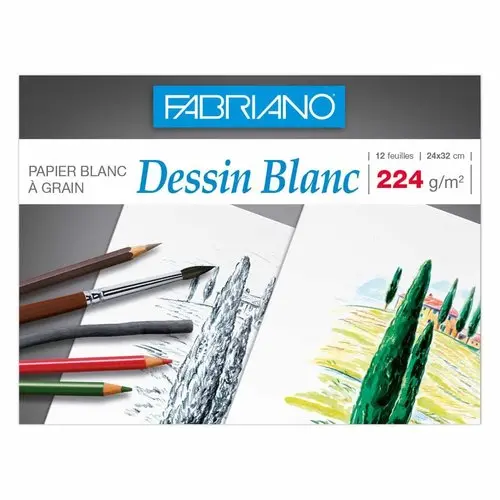 Pochette de papier dessin blanc 24x32 cm - 224gr - 12 feuilles photo du produit