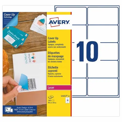 &Eacute;Tiquettes de masquage laser AVERY 99,1 x 57 mm 25 f x 10 &eacute;tiquettes photo du produit