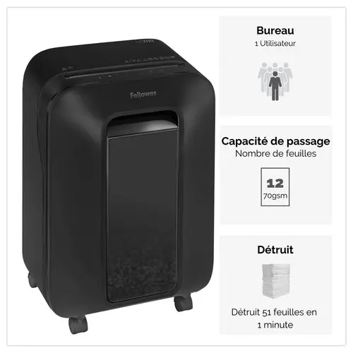 Destructeur Powershred® LX200 Coupe croisée Mini-Cut - FELLOWES photo du produit