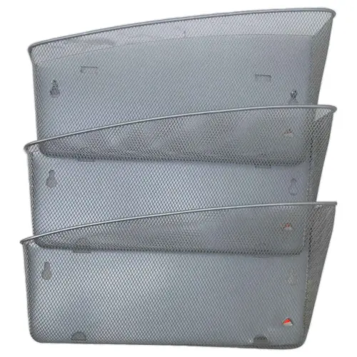 3 corbeilles murales métal - gris - ALBA photo du produit