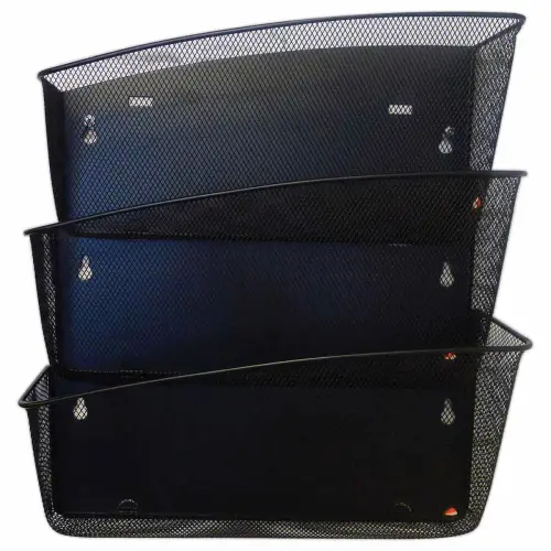 3 Corbeilles murales métalliques – Noir – ALBA photo du produit