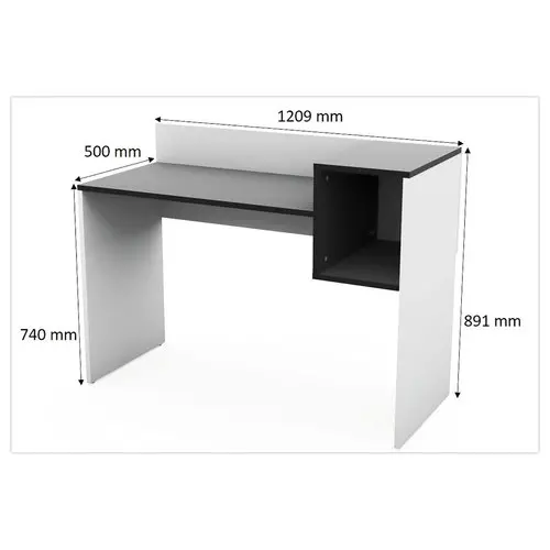 Bureau adapté pour le télétravail en mélaminé avec niche - L 121 cm photo du produit