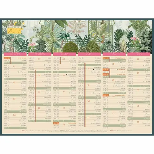 Calendrier banque 12 mois Exotique - 42 x 32 cm - BOUCHUT GRANDREMY photo du produit