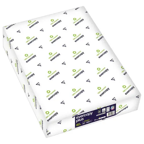 5 Ramettes papier blanc recyclé - A3 80g - EVERCOPY photo du produit