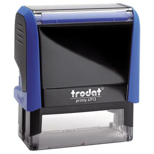 Timbre personnnalisable Printy 4913 - 58 x 22mm - 6 lignes max - Boitier bleu - Encre noire photo du produit