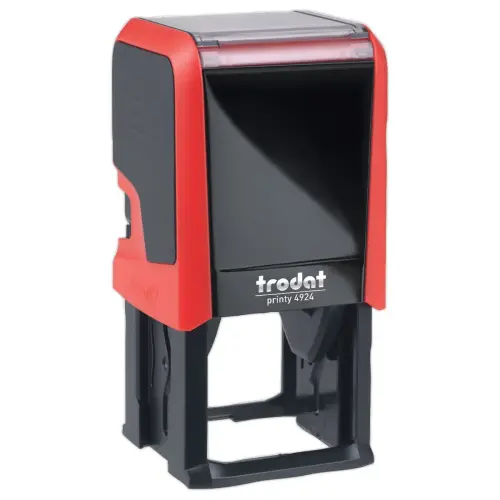 Timbre personnalisable Printy 4924 - Bo&icirc;tier rouge - Encre noire - 40 x 40 mm - 8 lignes max. photo du produit