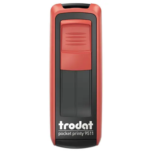 Timbre mobile personnalisable Printy 9511 - Boîtier rouge - Encre noire - 38 x 14 mm - 4 lignes max photo du produit