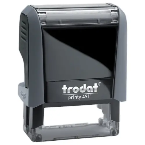 Timbre personnalisable Printy 4911 Boîtier gris - Encre noire - 38 x 14 mm - 4 lignes max. photo du produit